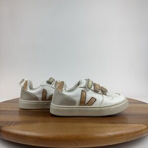 Little Kids Veja V-10‎ Straps White Leather Low Casual Sneakers Shoes Size 9.5 C